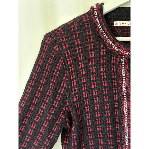 Alice & Olivia Blazer Georgia Jacket Embelished Tweed Small Elegant Knit - Picture 5 of 11